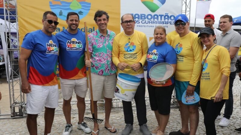 Mano e Andréa Medeiros participaram de Lazer sem Barreiras, Caravana Jaboatão da Gente e Limpeza de Rios e Praias na Arena Verão na praia de Piedade neste sábado