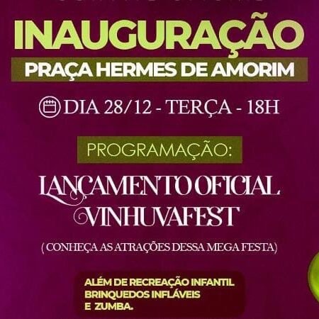 Prefeita Catharina Garziera lança oficialmente a VinhuvaFest 2025, anuncia as atrações e inaugura requalificação da Praça Hermes Amorim, nesta terça (28)