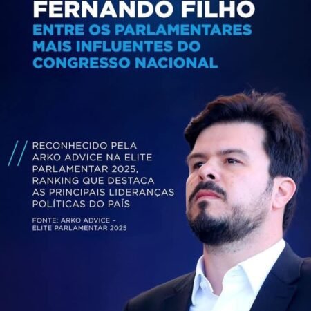 DEPUTADO FEDERAL FERNANDO FILHO,Mais uma vez, tenho a honra de estar entre os parlamentares mais influentes do Congresso Nacional, segundo o ranking Elite Parlamentar 2025 da Arko Advice.
