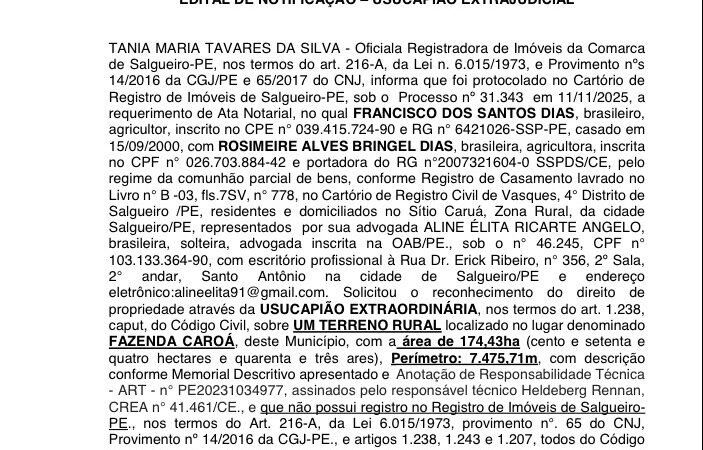 Edital Usucapião Extrajudicial 2