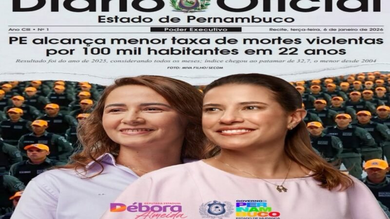 Débora Almeida parabeniza Raquel Lyra por Pernambuco registrar a menor taxa de mortes violentas dos últimos 22 anos
