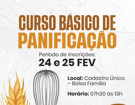 Prefeitura de Salgueiro abre inscrições para Curso Básico de Panificação