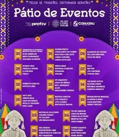 Wesley Safadão, Gustavo Lima, Luan Santana e mais: confira a programação do São João de Caruaru 2026