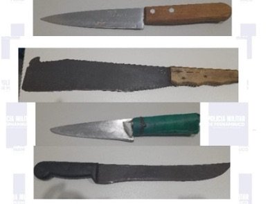 Polícia Militar apreende facas e facões em confusão envolvendo várias pessoas no Novo Horizonte, em Salgueiro