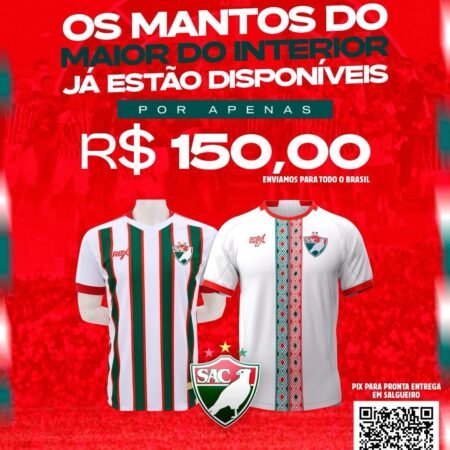 Novas camisas do Salgueiro já estão à venda com pronta entrega