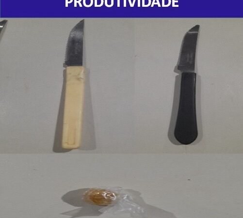 Dupla é flagrada com drogas e facas durante ação do GATI em área conhecida pelo tráfico em Serra Talhada