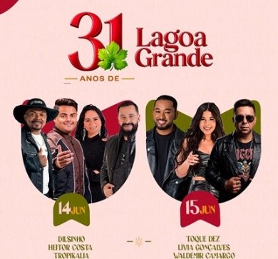 Prefeitura de Lagoa Grande divulga programação da festa de 31 anos de emancipação política do município