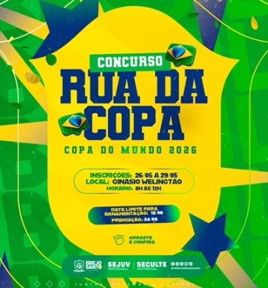 Prefeitura de Brejo Santo-CE lança concurso para incentivar ornamentações de ruas em apoio à Seleção Brasileira