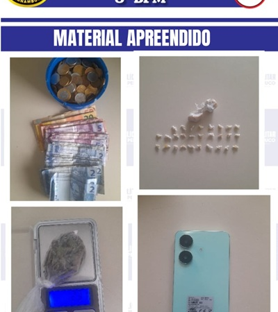 Polícia Militar é acionada para averiguar furto de celular e acaba apreendendo 30 pedras de crack no bairro Planalto