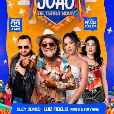 Prefeitura de Terra Nova anuncia atrações e programação oficial do São João 2026, que acontece no dia 22 de junho na Praça de Eventos.