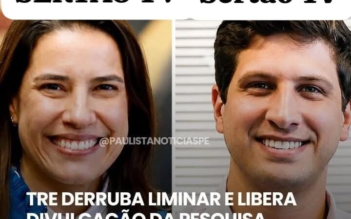 O Tribunal Regional Eleitoral de Pernambuco (TRE-PE) decidiu revogar a liminar que havia suspendido a divulgação da pesquisa eleitoral registrada sob o número PE-07611/2026, realizada pelo Instituto Múltipla Pesquisas.