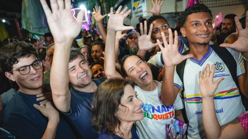 Raquel Lyra e Eduardo da Fonte levam força da chapa às ruas da Várzea em grande ato no Recife