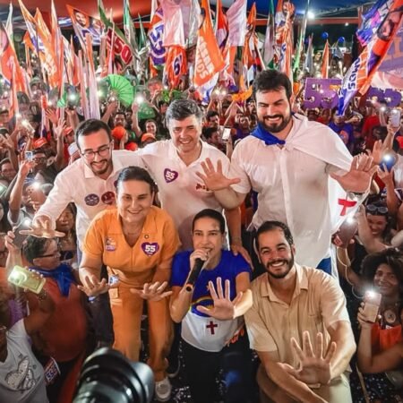 Raquel Lyra, Eduardo da Fonte e Lula da Fonte participam do lançamento da campanha de César Ramos em grande ato em Igarassu