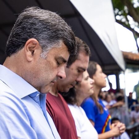 Raquel Lyra e Eduardo da Fonte reforçam união com os cristãos em missa no Santuário Mãe Rainha, em Olinda