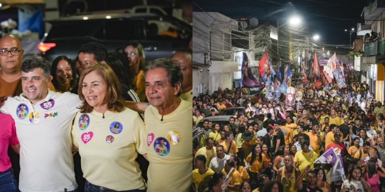 Eduardo da Fonte e prefeito Carlos Santana levam multidão às ruas de Nossa Senhora do Ó, em Ipojuca&nbsp;